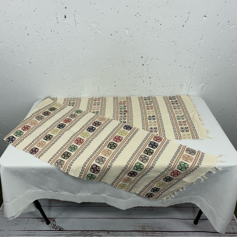 Mexican Southwest Backstrap Loom Table Runner 74 x 14.2”